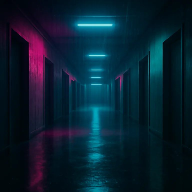 The Hallway That Lingers at Dawn — Liminal spaces cover
